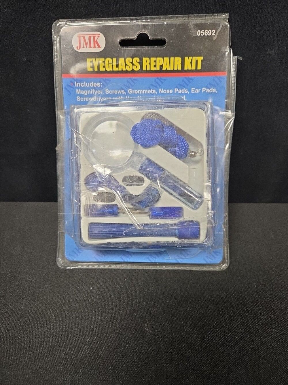 JMK Eyeglass Repair Kit with Screws, Nose Pads Screwdrive Magnifyer 05692 Open